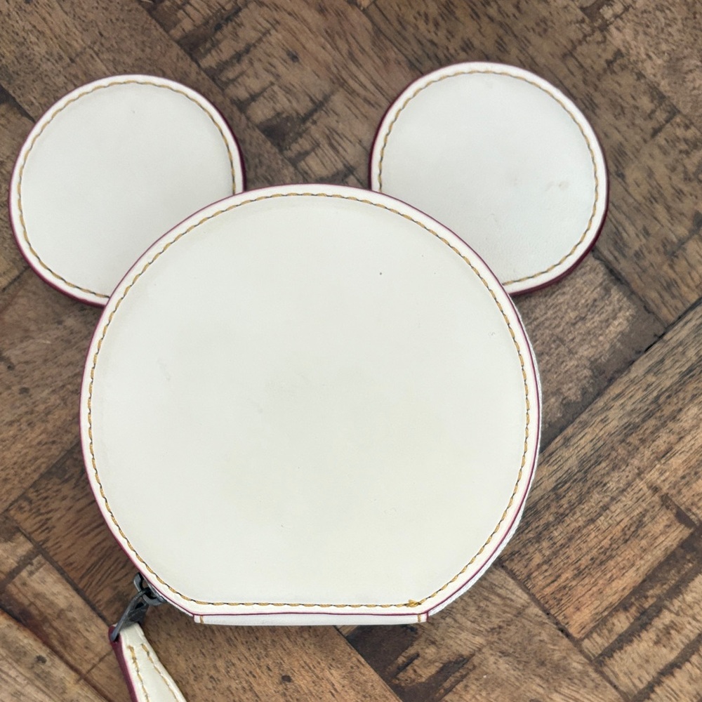 Coach Kids Cream Mickey Mouse Ear Coin Bag - Picture 3 of 4